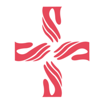 Sielunhoidon logo, jossa risti muodostuu neljästä kurkottavasta kädestä.
