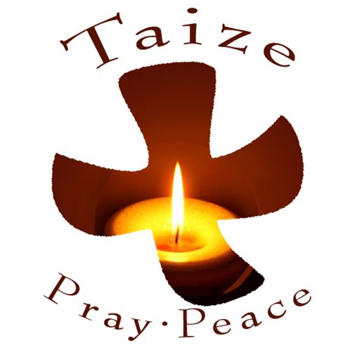 Ekumeeninen taizé-rukoushetki Taizé-risti, jonka keskellä kynttilä
